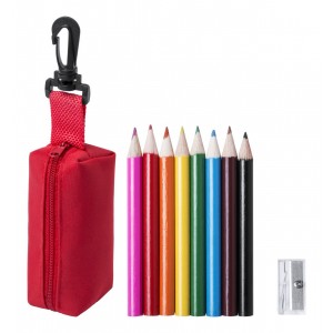 Migal tolltartó mini ceruza készlettel , piros