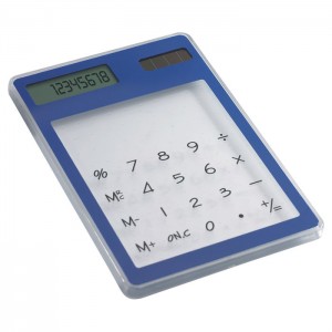 CLEARAL Átlátszó, napelemes számológép, kék