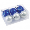 Karácsonyi gömb dísz szett, kék, ezüst