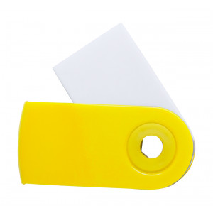 Radír összehajtható műanyag tokban. ,sárga
