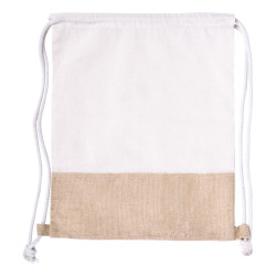 Jucox összehúzható pamut és juta  hátizsák , fehér