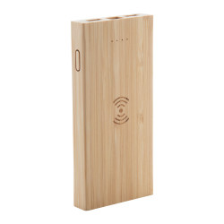 Wooster  bambusz 6000 mAh power bank vezeték nélküli töltővel