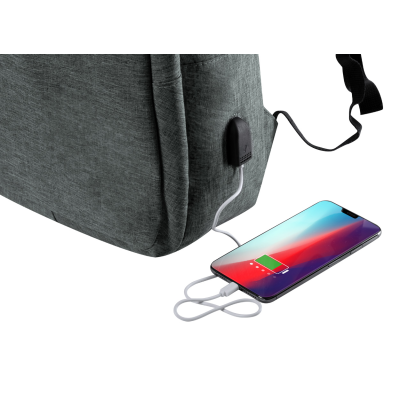 Masaru hátizsák laptop 15", tablettartó 10" rekesszel, USB csatlakozóval, szürke