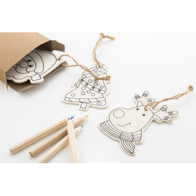 3db-os színezhető karácsonyfadíszek  színes ceruzával