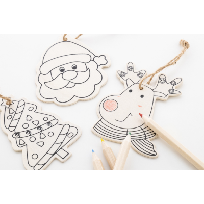 3db-os színezhető karácsonyfadíszek  színes ceruzával