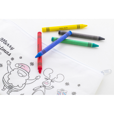 Karácsonyi színezhető cipzáras tolltartó zsírktétával