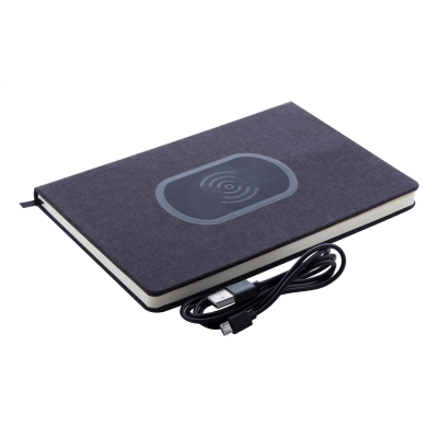 Juglans A5 vezeték nélküli töltős jegyzetfüzet vonalas lapokkal , fekete