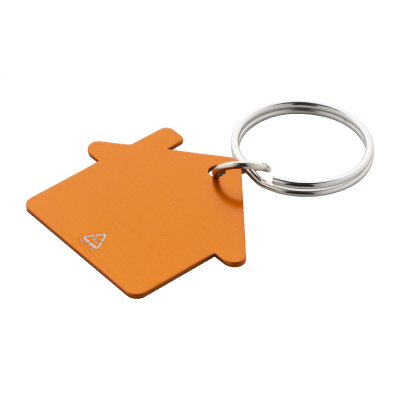 Ralhut ház alakú, újrahasznosított alumínium kulcstartó