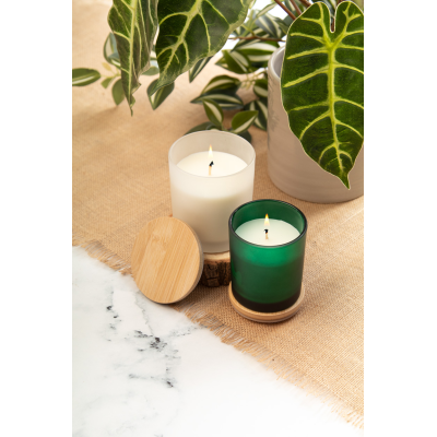 Daizu XL növényi alapú illatgyertya homokfúvott üvegtartóban