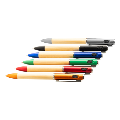 Penboo bambusz és műanag golyóstoll , 1Led