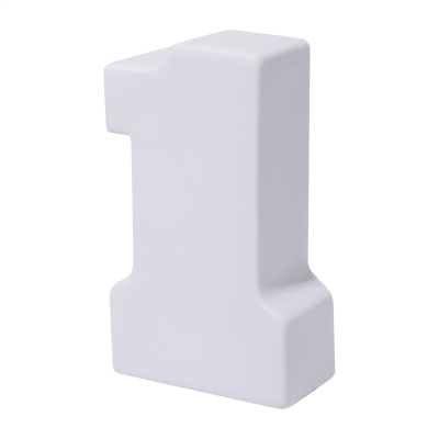 1-es alakú stresszlabda PU habból, emblémázással