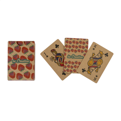 Egyedi készítésű, mini utazó méretű klasszikus francia kártyák kraft papírból, kraft papír dobozban.