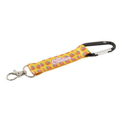 Egyedi gyártású, RPET poliészter mini kulcstartó, mindkét oldalán szublimációs nyomtatott grafikával