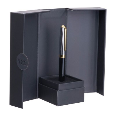 Mark Twain fém golyóstoll mágneses dobozban, kék tintával,