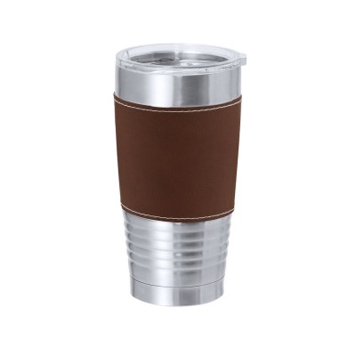 Duplafalú termoszpohár 420 ml PU borítással – reklámajándék