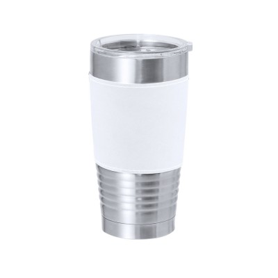 Duplafalú termoszpohár 420 ml PU borítással – reklámajándék