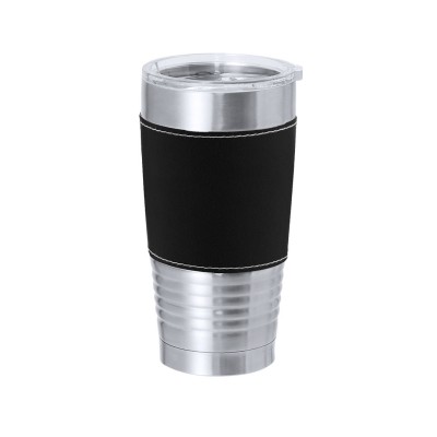 Duplafalú termoszpohár 420 ml PU borítással – reklámajándék