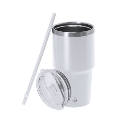 Duplafalú termoszpohár szívószállal 650 ml – reklámajándék